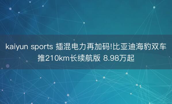 kaiyun sports 插混电力再加码!比亚迪海豹双车推210km长续航版 8.98万起