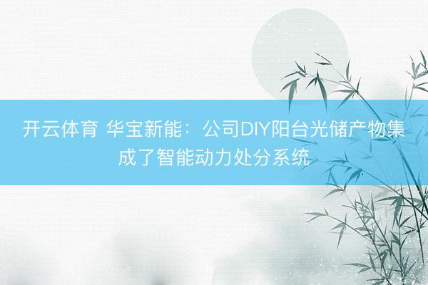 开云体育 华宝新能:公司DIY阳台光储产物集成了智能动力处分系统