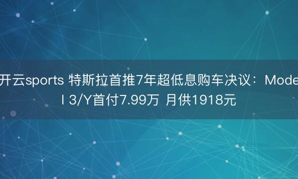 开云sports 特斯拉首推7年超低息购车决议：Model 3/Y首付7.99万 月供1918元