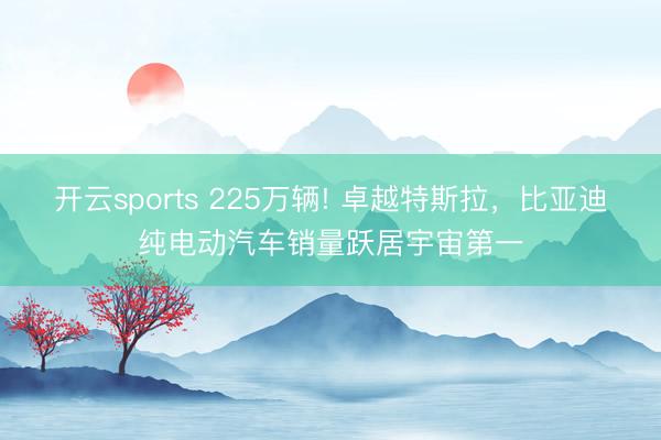 开云sports 225万辆! 卓越特斯拉，比亚迪纯电动汽车销量跃居宇宙第一