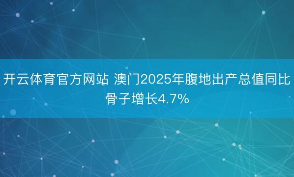 开云体育官方网站 澳门2025年腹地出产总值同比骨子增长4.7%