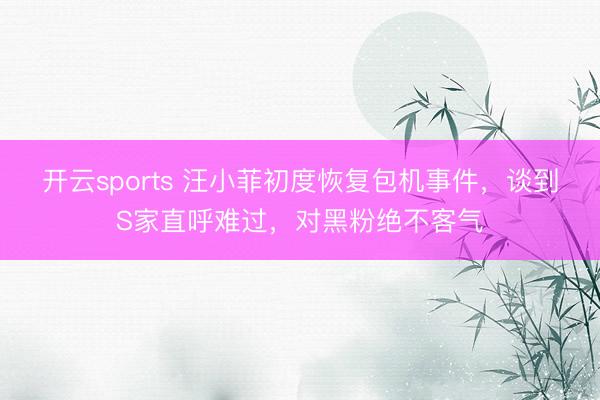 开云sports 汪小菲初度恢复包机事件，谈到S家直呼难过，对黑粉绝不客气