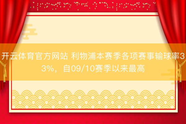 开云体育官方网站 利物浦本赛季各项赛事输球率33%，自09/10赛季以来最高