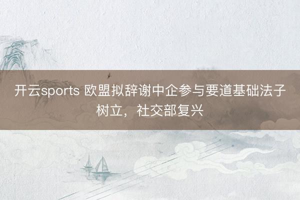 开云sports 欧盟拟辞谢中企参与要道基础法子树立，社交部复兴
