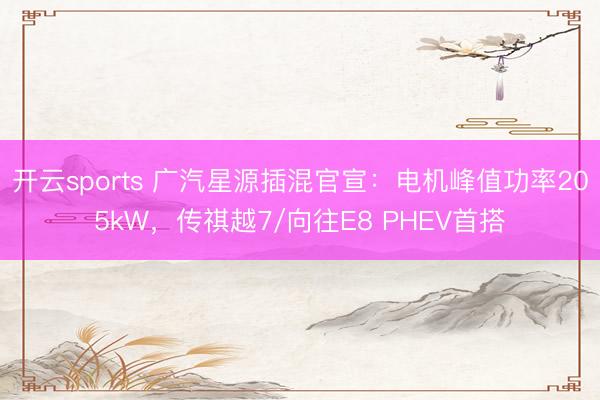 开云sports 广汽星源插混官宣：电机峰值功率205kW，传祺越7/向往E8 PHEV首搭