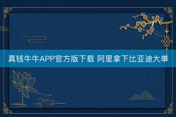 真钱牛牛APP官方版下载 阿里拿下比亚迪大单