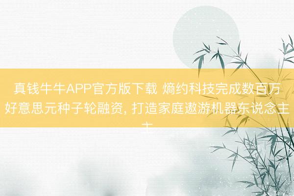 真钱牛牛APP官方版下载 熵约科技完成数百万好意思元种子轮融资， 打造家庭遨游机器东说念主