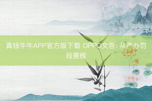 真钱牛牛APP官方版下载 OPPO文告: 从严办罚段要辉