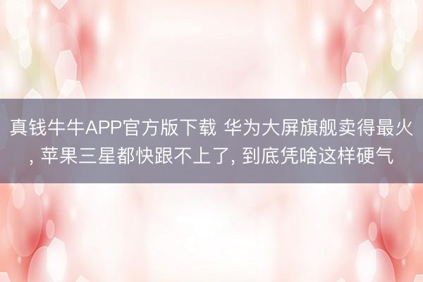 真钱牛牛APP官方版下载 华为大屏旗舰卖得最火， 苹果三星都快跟不上了， 到底凭啥这样硬气
