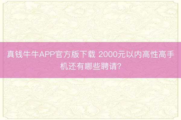 真钱牛牛APP官方版下载 2000元以内高性高手机还有哪些聘请?