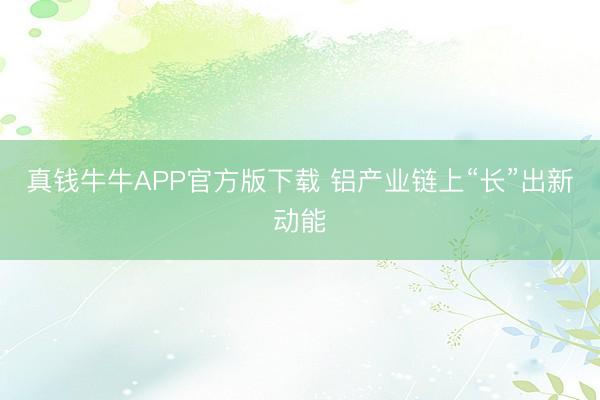 真钱牛牛APP官方版下载 铝产业链上“长”出新动能