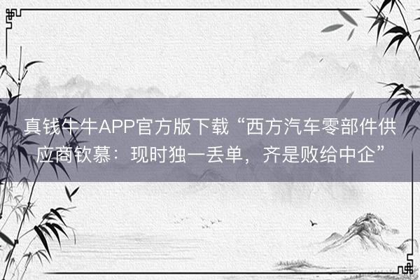 真钱牛牛APP官方版下载 “西方汽车零部件供应商钦慕：现时独一丢单，齐是败给中企”