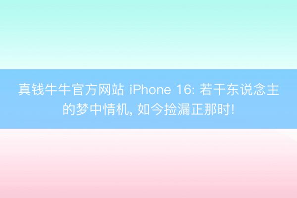 真钱牛牛官方网站 iPhone 16: 若干东说念主的梦中情机， 如今捡漏正那时!