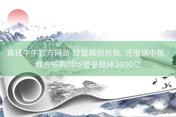 真钱牛牛官方网站 欧盟喊别拆我， 还甩锅中俄， 我方搭的对华壁垒赔掉3600亿