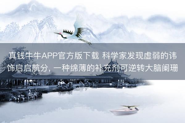 真钱牛牛APP官方版下载 科学家发现虚弱的讳饰启启航分， 一种绵薄的补充剂可逆转大脑阑珊