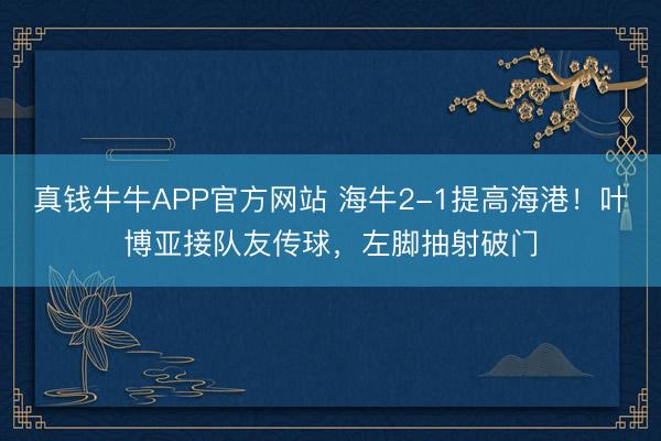 真钱牛牛APP官方网站 海牛2-1提高海港！叶博亚接队友传球，左脚抽射破门