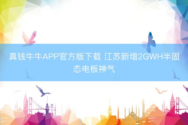 真钱牛牛APP官方版下载 江苏新增2GWH半固态电板神气