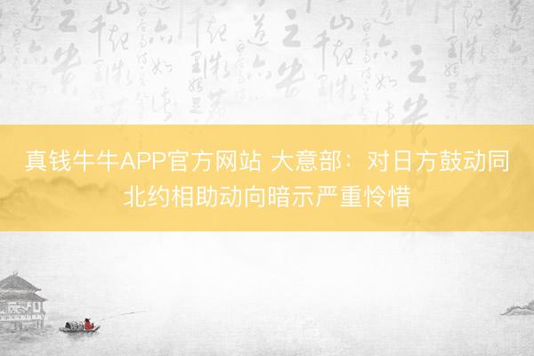真钱牛牛APP官方网站 大意部：对日方鼓动同北约相助动向暗示严重怜惜